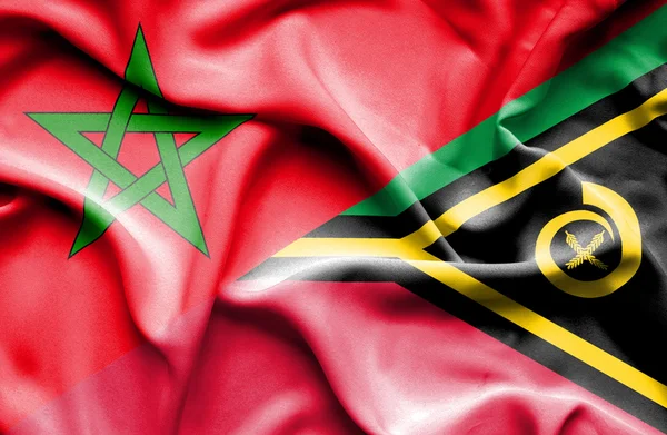 Wapperende vlag van vanuatu en Marokko — Stockfoto