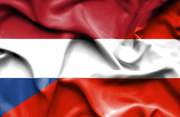 Flagge Österreichs und der Niederlande schwenken — Stockfoto
