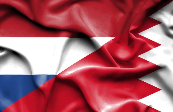 Fahne von Bahrain und den Niederlanden schwenken — Stockfoto