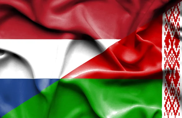 Bandera ondeante de Belarús y Países Bajos —  Fotos de Stock