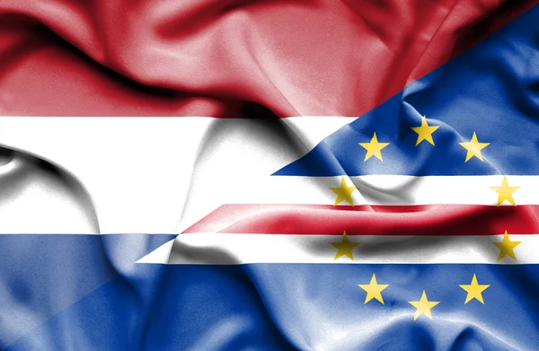 Waving flag of Cape Verde and Netherlands — Stock Photo, Image