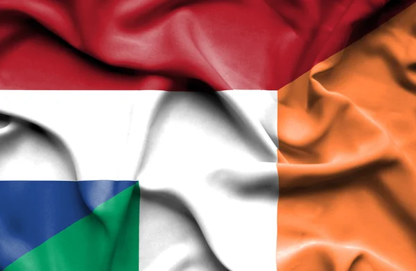 Irland och Nederländerna viftande flagga — Stockfoto