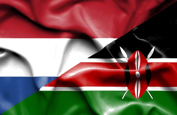 Machać Flaga Kenii i Holandia — Zdjęcie stockowe