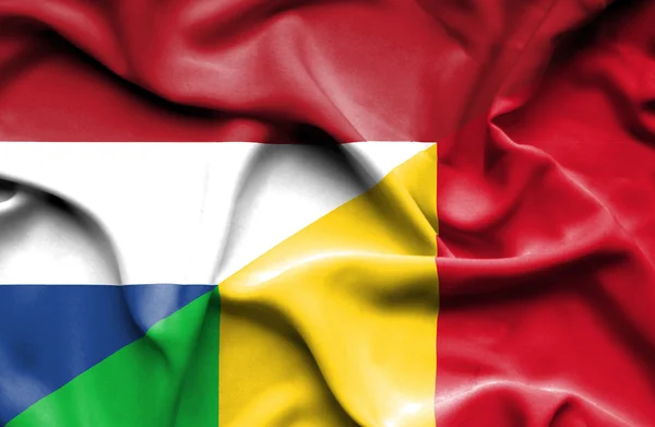 Flagge von Mali und den Niederlanden schwenken — Stockfoto