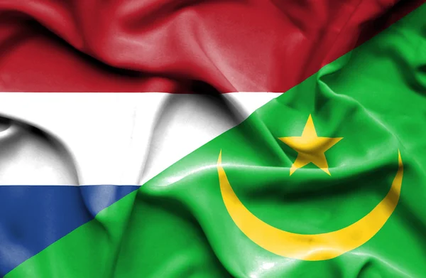 Bandera ondeante de Mauritania y Países Bajos —  Fotos de Stock