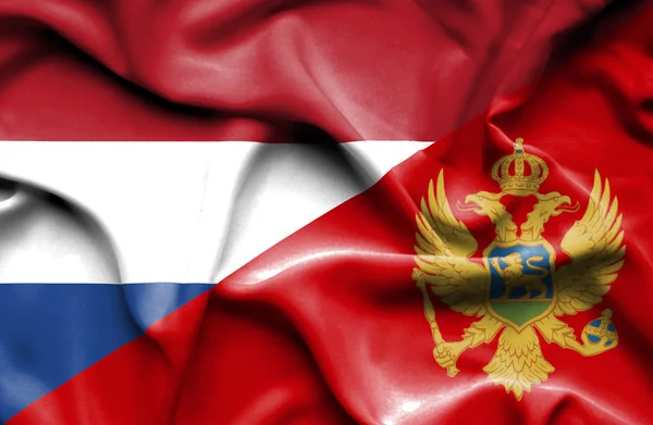 Bandera ondeante de Montenegro y Holanda — Foto de Stock