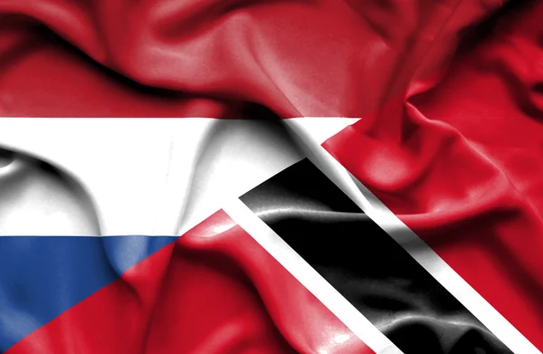 Wapperende vlag van trinidad en tobago en Nederland — Stockfoto