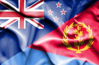 Eritre ve Yeni Zelanda bayrağı sallayarak