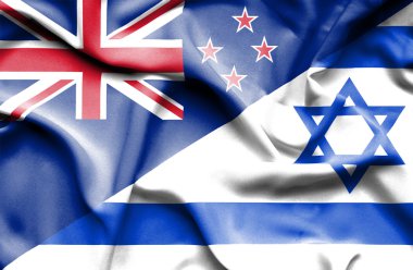 İsrail ve Yeni Zelanda bayrağı sallayarak