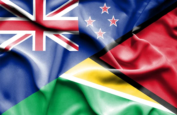 Viftande flagga guyana och Nya Zeeland — Stockfoto