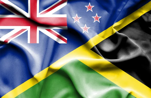 Wapperende vlag van jamaica en Nieuw-Zeeland — Stockfoto