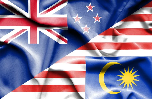 Drapeau de la Malaisie et de la Nouvelle-Zélande — Photo