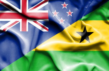 sao tome ve principe ve Yeni Zelanda bayrağı sallayarak