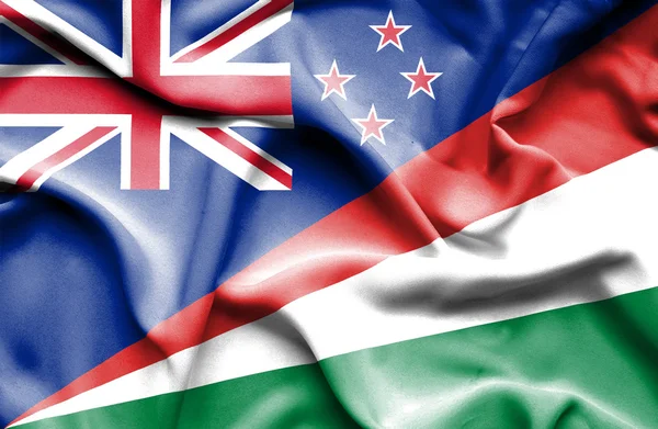 Wapperende vlag van Seychellen en Nieuw-Zeeland — Stockfoto