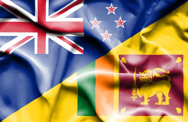 Sri lanka och new Zeeland viftande flagga — Stockfoto