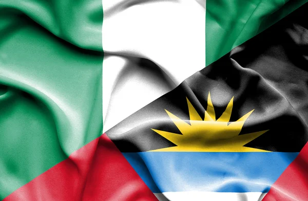 Drapeau agitant d'Antigua-et-Barbuda et du Nigeria — Photo