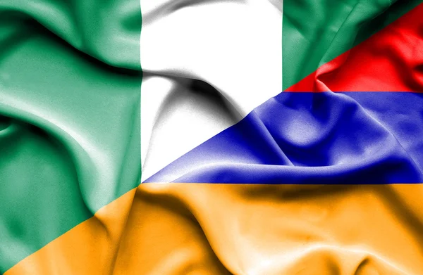 Розмахуючи прапором Вірменії та Нігерії — стокове фото