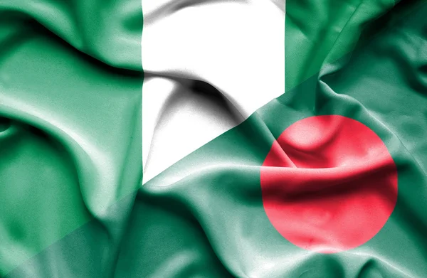 Waving flag of Bangladesh and Nigeria — Stock Photo, Image