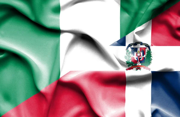 Bandera ondeante de República Dominicana y Nigeria —  Fotos de Stock