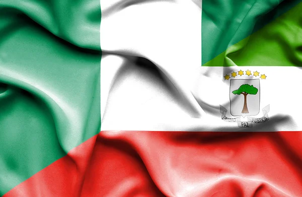 Flagge von Äquatorialgiuinea und Nigeria schwenkend — Stockfoto