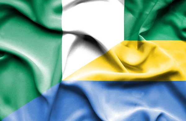 가봉 그리고 나이지리아의 깃발을 흔들며 — 스톡 사진