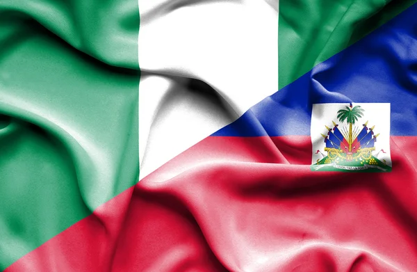 Machać flaga haiti i Nigerii — Zdjęcie stockowe
