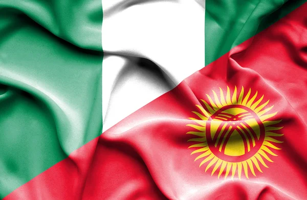 吉尔吉斯斯坦和尼日利亚那飘扬的旗帜 — 图库照片