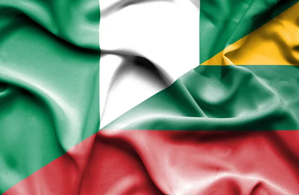 Viftande flagga Litauen och nigeria — Stockfoto