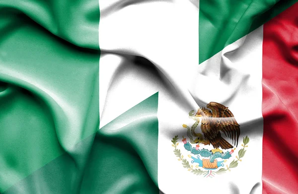 Waving flag of Mexico and Nigeria — Stock Photo, Image