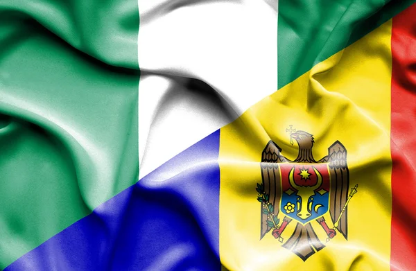 Waving flag of Moldavia and Nigeria — Stock Photo, Image