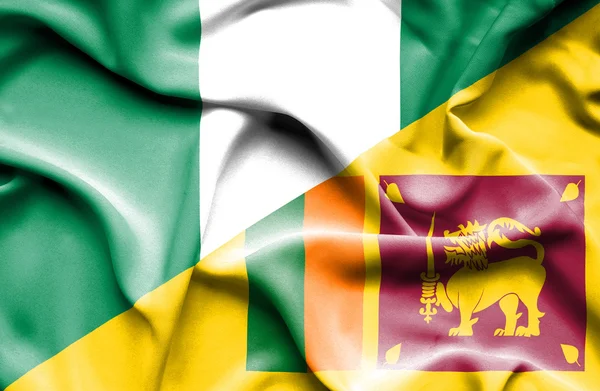 Waving flag of Sri Lanka and Nigeria — Stock Photo, Image