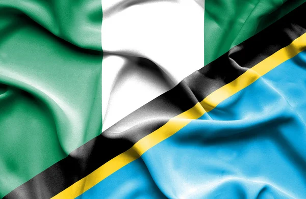 坦桑尼亚和尼日利亚那飘扬的旗帜 — 图库照片