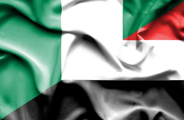 Flagge von Jemen und Nigeria schwenken — Stockfoto