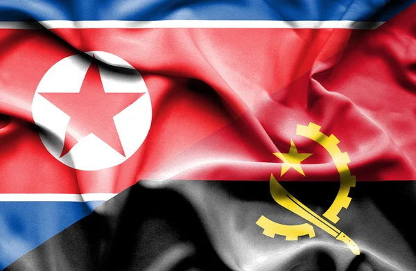 Drapeau de l'Angola et de la Corée du Nord — Photo