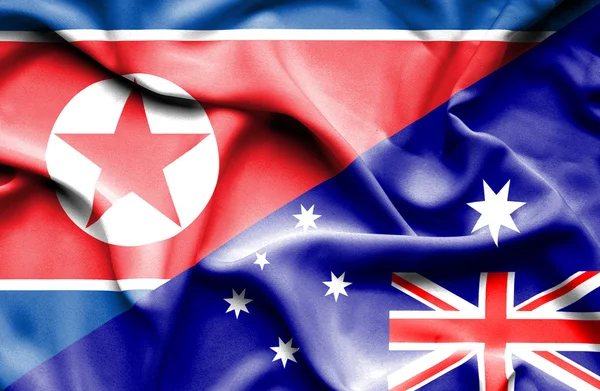 Drapeau de l'Australie et de la Corée du Nord — Photo