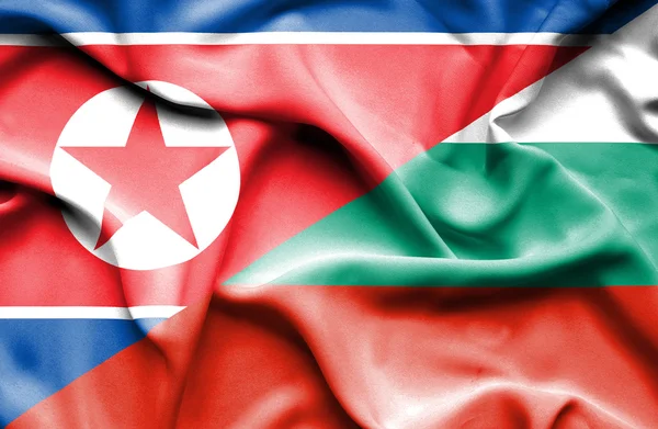 Bandera ondeante de Bulgaria y Corea del Norte — Foto de Stock