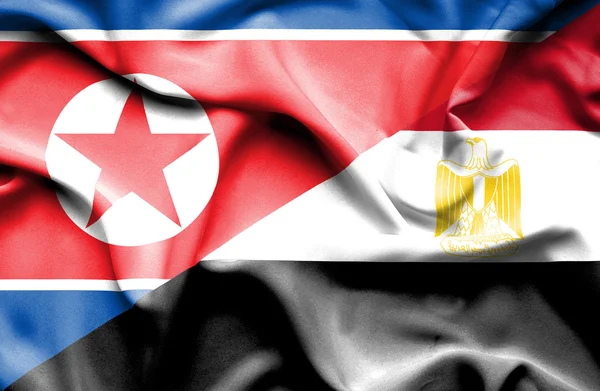 Bandeira acenando do Egito e da Coreia do Norte — Fotografia de Stock