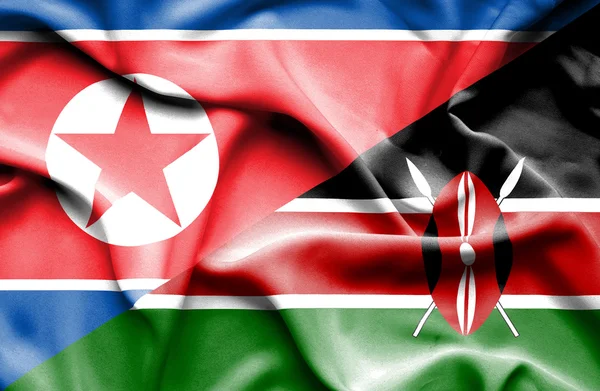 Kenya och Nordkorea viftande flagga — Stockfoto