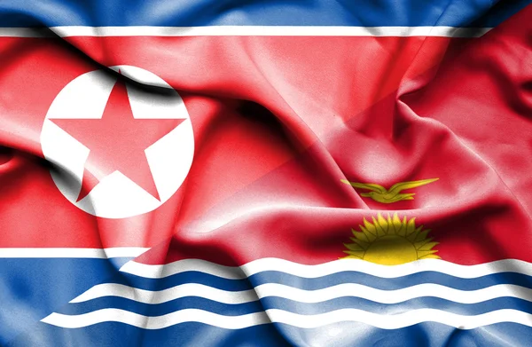 キリバス共和国、北朝鮮の旗を振ってください。 — ストック写真