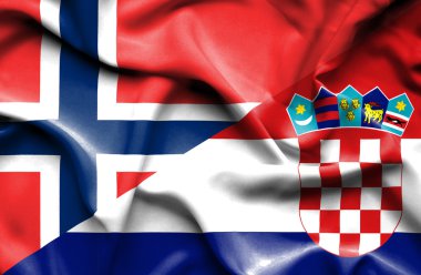 Hırvatistan ve Norveç bayrağı sallayarak