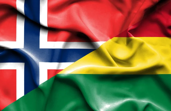 Bandiera sventolante di Bolivia e Norvegia — Foto Stock
