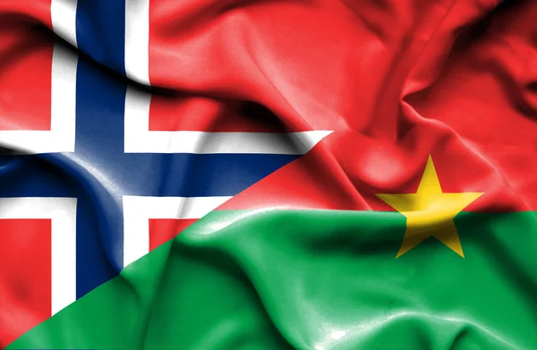 Bandera ondeante de Burkina Faso y Noruega —  Fotos de Stock