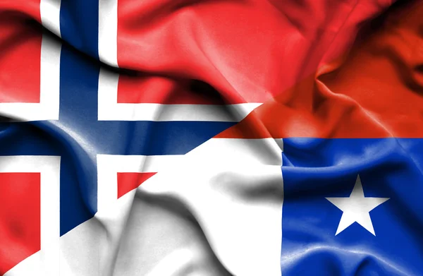 Sventolando bandiera di Cile e Norvegia — Foto Stock