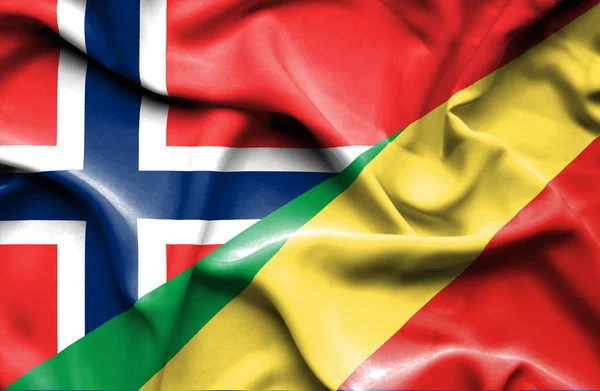 Machać Flaga Republiki Konga i Norwegia — Zdjęcie stockowe