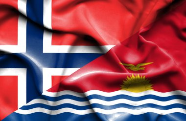 kiribati ve Norveç bayrağı sallayarak