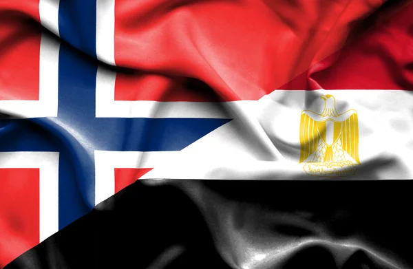 이집트와 노르웨이의 깃발을 흔들며 — 스톡 사진