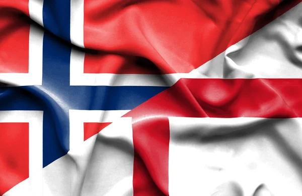 Waving flag of England and Norway — Stock Photo, Image