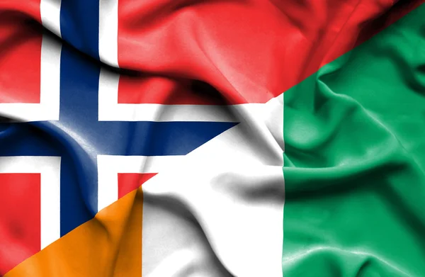 Bandeira da Costa do Marfim e Noruega — Fotografia de Stock
