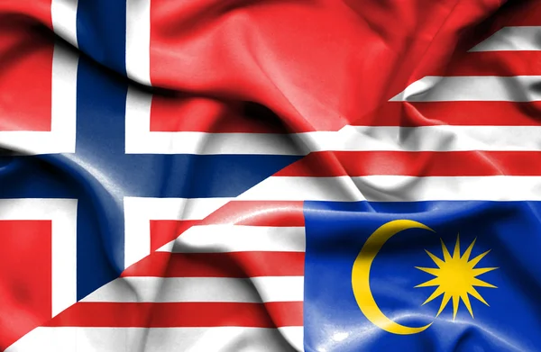 Malaysia och Norge viftande flagga — Stockfoto