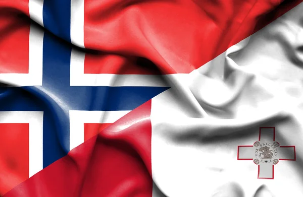 Bandera ondeante de Malta y Noruega —  Fotos de Stock